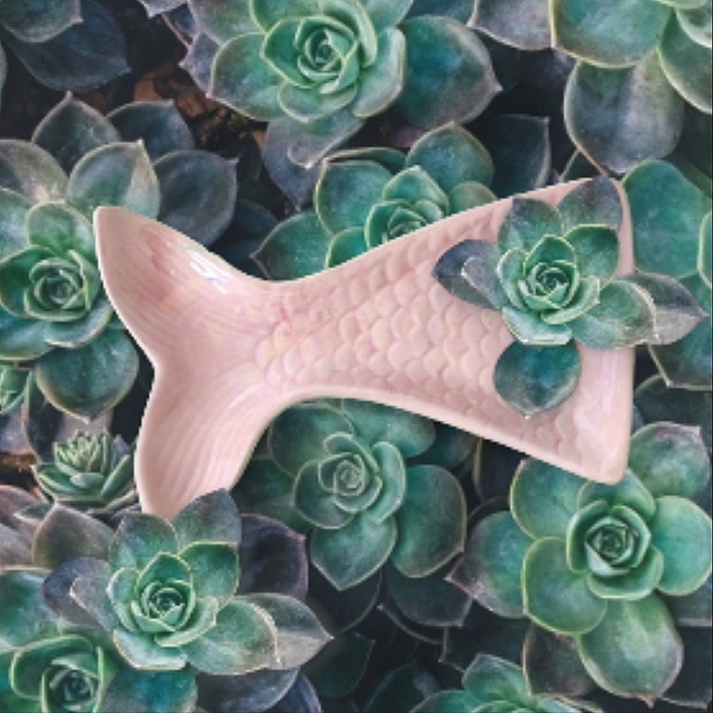Pink mermaid tail trinket jewelery dish